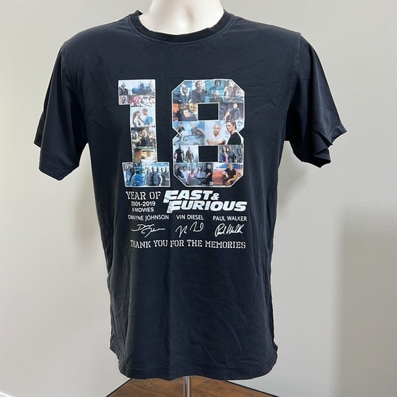 Merchize Men's Black Classic T-Shirt "18 Fast & Furious" Size M - Picture 2 of 7